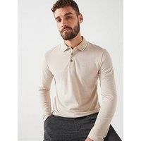 Boss H-Pittman 141 Regular Fit Tipping Logo Oxford Long Sleeve Polo Shirt - Beige