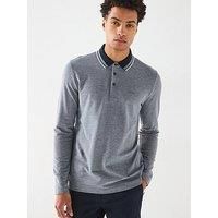 Boss H-Pittman 141 Regular Fit Tipping Logo Oxford Long Sleeve Polo Shirt - Navy