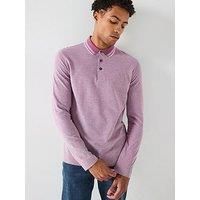 Boss H-Pittman 141 Regular Fit Tipping Logo Oxford Long Sleeve Polo Shirt - Purple
