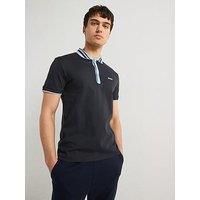 Boss Paule Tape Placket Polo Shirt- Navy