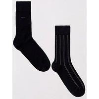 Boss 2 Pack Micro Corporate Stripe Crew Socks-Navy