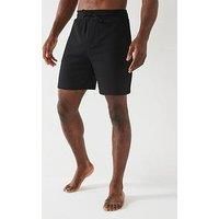 HUGO Mens Austin Shorts Waffle-Structured Pyjama Shorts with Embroidered Logo Black
