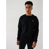 HUGO Mens Alexandria Sweatshir Cotton-blend sweatshirt with heart logo Black