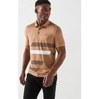 Boss Paddy Tape Corporate Print Regular Fit Polo Shirt - Beige