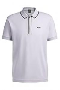 BOSS Mens Philix Tape Stretch-Cotton Polo Shirt with Contrast Stripes