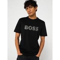 Boss Te Logo Texture Regular Fit T-Shirt - Black