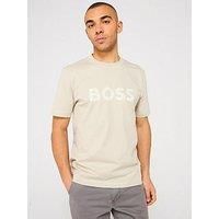 Boss Te Logotexture Regular Fit T-Shirt - Light Beige