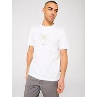 BOSS Mens Te Spiderbat Crew-Neck T-Shirt in Cotton with Seasonal Print White