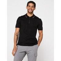 BOSS Mens H-Paras 59 Structured-Cotton Polo Shirt with Zip Placket