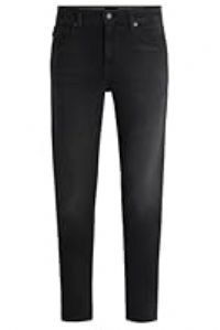BOSS Mens Onyx BO Tapered-fit Jeans in Black Comfort-Stretch Denim