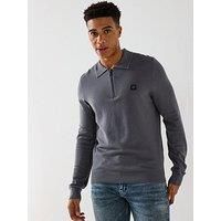 Hugo Sastone 1/4 Zip Knitted Jumper - Grey