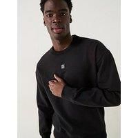 Hugo Dettil Relaxed Fit Logo Crew Neck Sweatshirt - Black