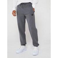 HUGO Mens Dimacs Cotton-Blend Tracksuit Bottoms with Stacked Logo