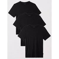 Boss 3 Pack Natura Slim Fit Comfort Stretch T-Shirts- Black