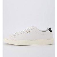 BOSS Mens Kieran Tenn Lace-up Trainers in Polished Leather with Logo Details Size 7