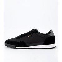 Boss Titanium Suede/Leather Lace Trainers- Black/White