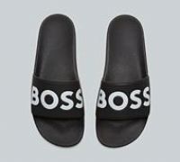 BOSS Mens Aryeh Slid Italian-made slides with large logo detail Size 9
