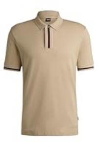 BOSS Mens Parlay 185 Interlock-Cotton Polo Shirt with Contrast Tipping