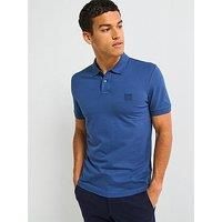 BOSS Mens Passenger Polo Shirt Short Sleeve Cotton Open Blue S