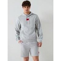 Hugo Daratschi214 Centre Patch Logo Hoodie - Light Grey