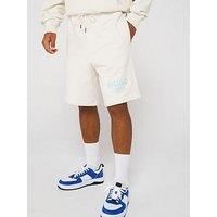 Hugo Blue Nomario Oversized International Logo Jersey Shorts - White