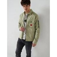Hugo Emmond Patch Pocket Logo Regular Fit Zit Thru Overshirt - Green