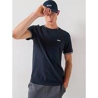 BOSS Mens Taul Stretch-Cotton T-Shirt with Logo and Stripes