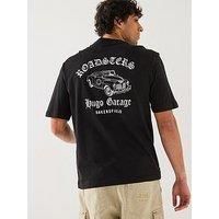 HUGO Mens Natopu Car-Graphic T-Shirt in Cotton Jersey Black
