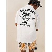 Hugo Blue Ebronn Motor Club Back Graphic Short Sleeve Shirt - Black