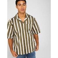 Hugo Blue Eligino Relaxed Striped Short Sleeve Shirt - Green