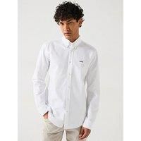 Boss Roan Slim Fit Button Down Logo Oxford Shirt- White