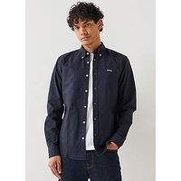 Boss Roan Slim Fit Button Down Logo Oxford Shirt- Navy