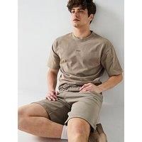 Hugo Docku Relaxed Washed Centre Chest Logo T-Shirt - Brown