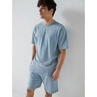 Hugo Docku Relaxed Washed Centre Chest Logo T-Shirt-Blue - Open Blue