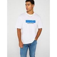 HUGO Mens Newromi Logo-Artwork T-Shirt in Cotton Jersey White