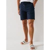 Boss Tapered Fit Linen Shorts - Dark Blue