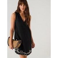 Boss Women's Dress Cotton with Embroidery A Contrast C Dembrolai 50540370 Black