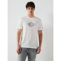 Hugo Dalendi Geometric Flocked Logo T-Shirt | White | S, M, L, XL, XXL
