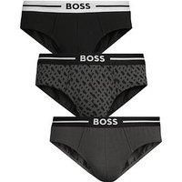 BOSS Mens HipBr 3P Bold Design Three-Pack of Logo Briefs in Stretch Cotton