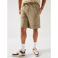 Hugo Dinkoe Tonal Logo Jersey Shorts - Khaki