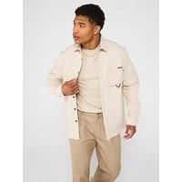 Boss Zip Sleeve Regular Fit Overshirt -Light Beige