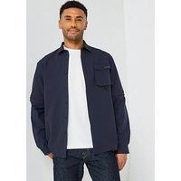 Boss Zip Sleeves Regular Fit Overshirt - Dark Blue