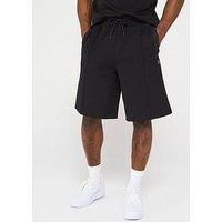 HUGO Mens Dilmos Cotton-Blend Shorts with Zigzag Stitching Black