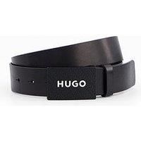 HUGO Mens Gilao-Z Sz35 Leather belt with branded plaque buckle