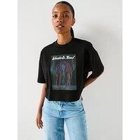 Hugo Cropped Graphic T-Shirt - Black