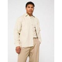 Boss Locky Linen Double Pocket Shirt - Light Beige