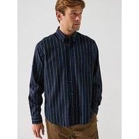 Boss Lambey Thin Stripe Regular Fit Casual Shirt - Dark Blue
