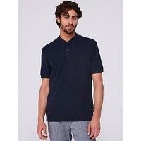 Boss H-Pratt 120 Regular Fit Collarless Polo Shirt - Navy