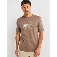 BOSS Mens Te logospace Logo-Artwork T-Shirt in Cotton Jersey