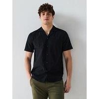 Hugo Ellino Relaxed Seersucker Short Sleeve Shirt - Black